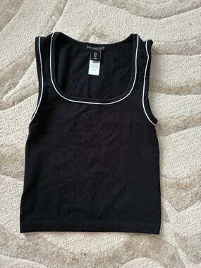 Sincerly Jules Black Tank with White Piping Trim